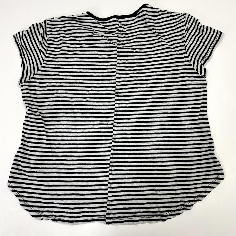 Frame Linen Classic Striped T-Shirt M Black White Crew Neck - Picture 12 of 15